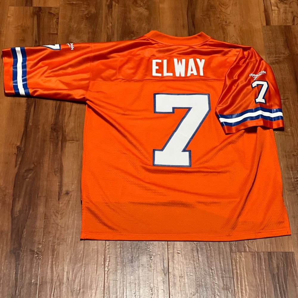 John Elway #7 Denver Broncos Throwback NFL Jersey Sz Adult L Vintage Reebok